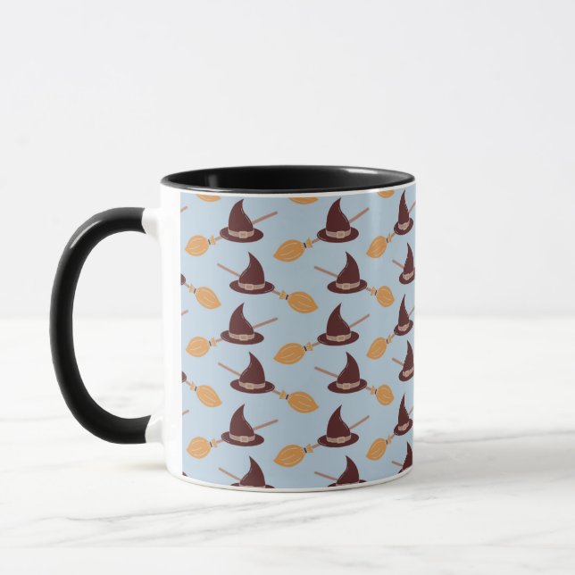 Witches Broomsticks and Hat Pattern Halloween Mug (Left)