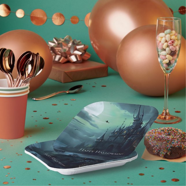 Witches Castle Halloween Paper Plate (Multi)