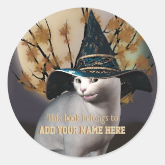 Witches Cat Bookplate Sticker