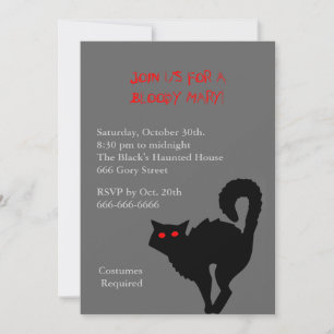 Witches Cat Halloween Costume Party Invite