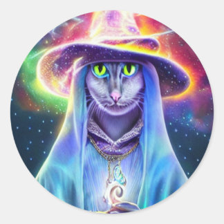 Witches Cat in The Hat  Classic Round Sticker