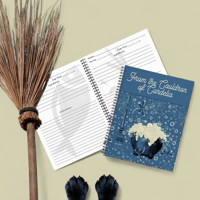 Witches Cauldron Blue Recipe Notebook (Witch cauldron recipe journal )