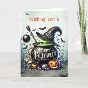 Witches Cauldron Happy Halloween Holiday Card