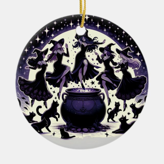 Witches Dans: Enchanted Forest Gathering Ceramic Tree Decoration (Front)