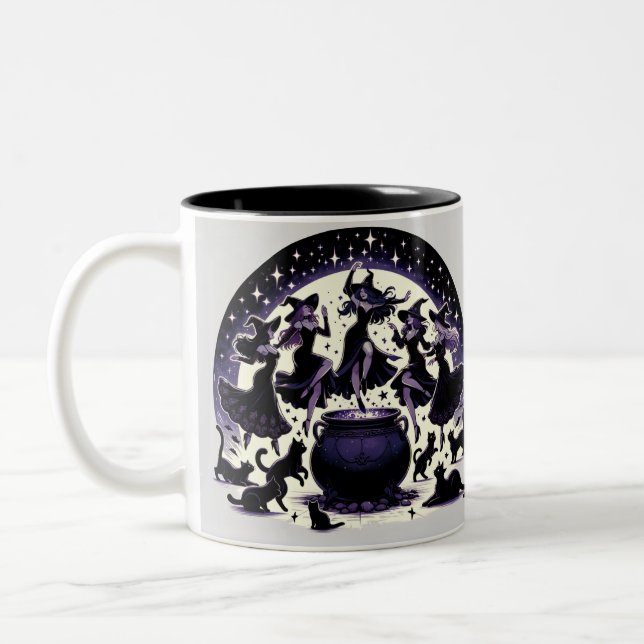 Witches Dans: Enchanted Forest Gathering Two-Tone Coffee Mug (Left)