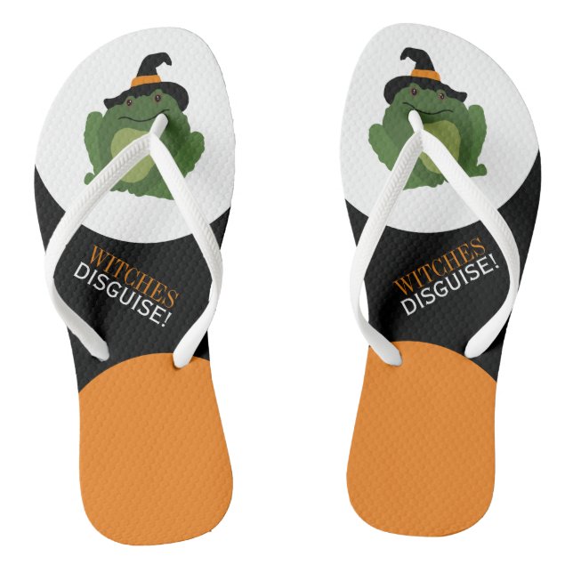 Witches Disguise! Cute Witch Toad Flip Flops (Footbed)
