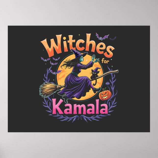 Witches For Kamala Childless Cat Lady Halloween Poster (Front)