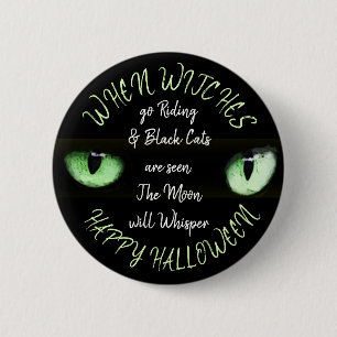 Witches, Full Moon, Black Cat Happy Halloween 6 Cm Round Badge
