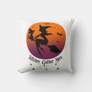 Witches Gather Here Spiders Halloween Sunset Cushion