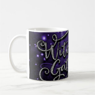 Witches Gathering Purple & Black Damask Halloween Coffee Mug