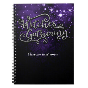 Witches Gathering Purple & Black Damask Halloween Notebook