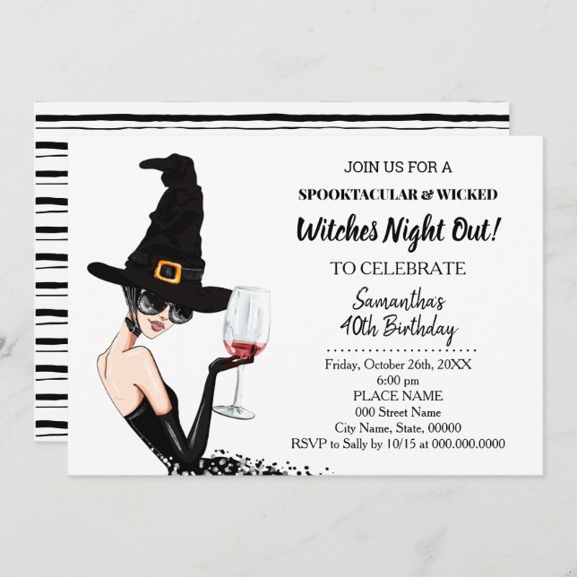 Witches girls night out halloween Birthday party Invitation (Front/Back)