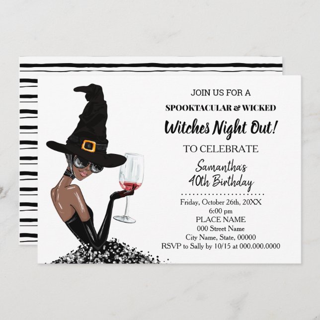 Witches Girls Night Out Halloween Birthday Party Invitation (Front/Back)