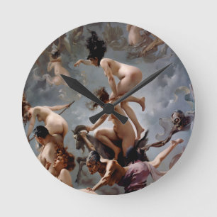 Witches Going to The Sabbath - Luis Ricardo Falero Round Clock