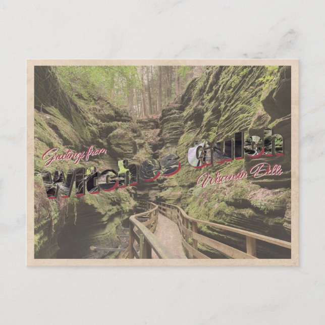 Witches Gulch Wisconsin Vintage Style Postcard (Front)