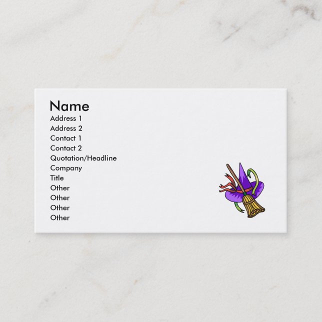 witches hat & broom business card (Front)