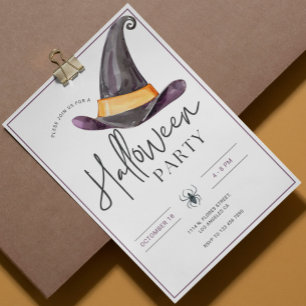 Witches Hat Minimalistic Halloween Party Invitatio Invitation