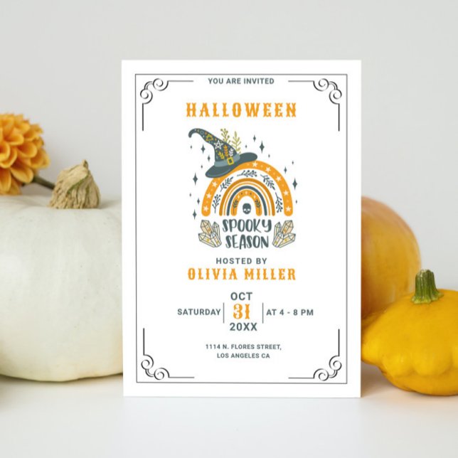 Witches Hat & Rainbow Minimalistic Halloween Party Invitation (Creator Uploaded)