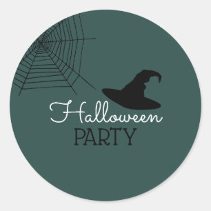 Witches Hat & Web, Halloween Party Classic Round Sticker