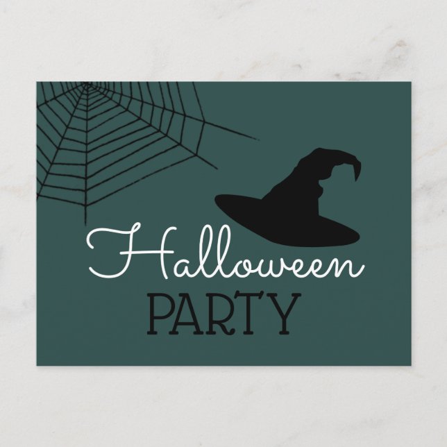 Witches Hat & Web, Halloween Party Invitation (Front)