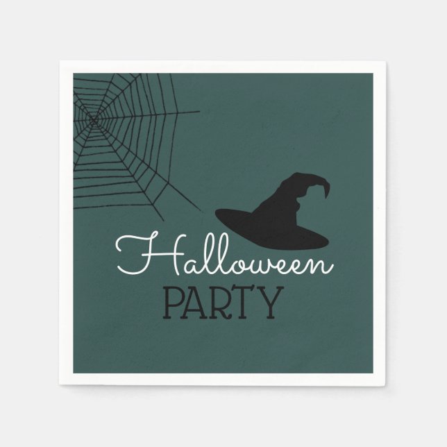 Witches Hat & Web, Halloween Party Napkin (Front)