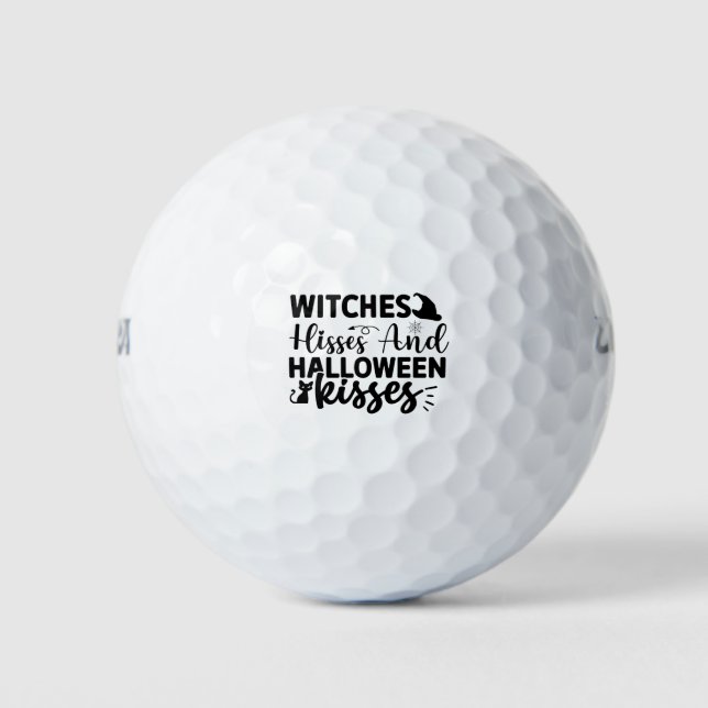 Witches Hisses And Halloween Kisses Golf Balls (Front)