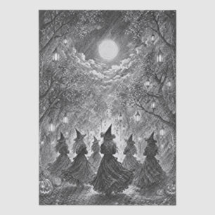 Witches In A Moonlit Forest Fantasy Art Tissue Paper