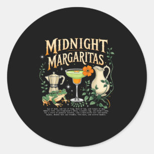 Witches Midnight Margaritas Soky Tail Classic Round Sticker