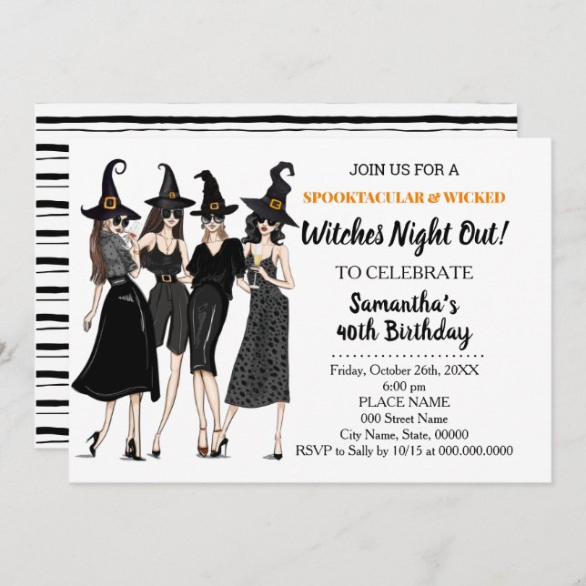 Witches night out halloween Birthday Invitation (Front/Back)