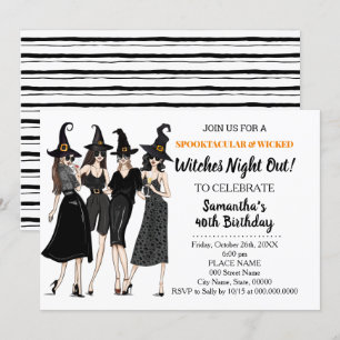 Witches night out halloween Birthday Invitation