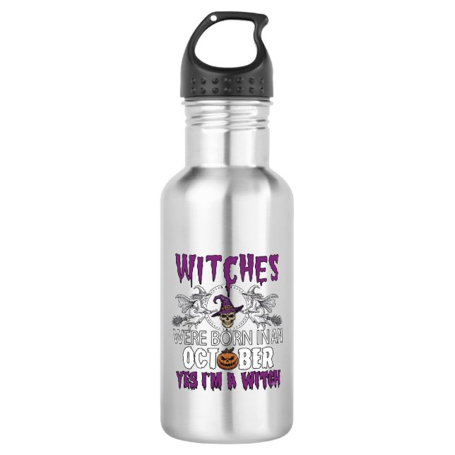 Witches October Halloween Skull Witch Hat Pumpkin_ 532 Ml Water Bottle (Front)