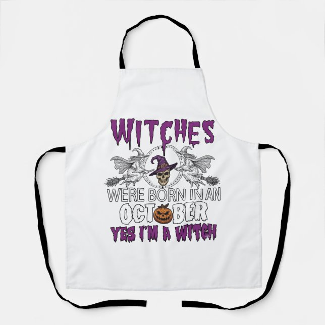 Witches October Halloween Skull Witch Hat Pumpkin_ Apron (Front)