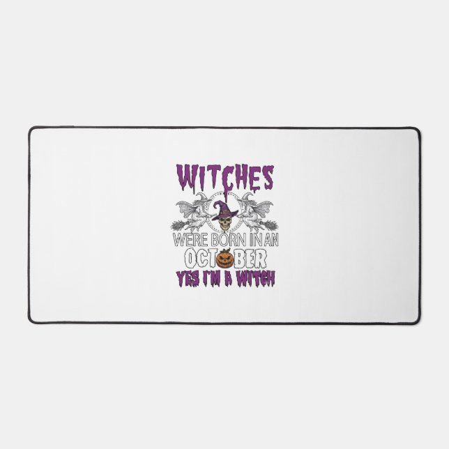 Witches October Halloween Skull Witch Hat Pumpkin_ Desk Mat (Front)