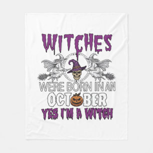Witches October Halloween Skull Witch Hat Pumpkin_ Fleece Blanket
