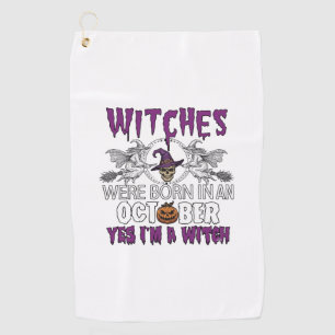 Witches October Halloween Skull Witch Hat Pumpkin_ Golf Towel