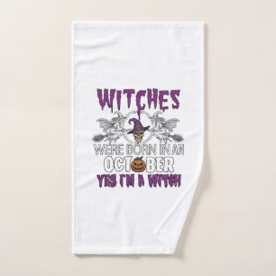 Witches October Halloween Skull Witch Hat Pumpkin_ Hand Towel