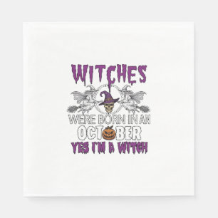 Witches October Halloween Skull Witch Hat Pumpkin_ Napkin