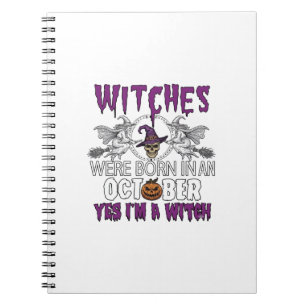 Witches October Halloween Skull Witch Hat Pumpkin_ Notebook