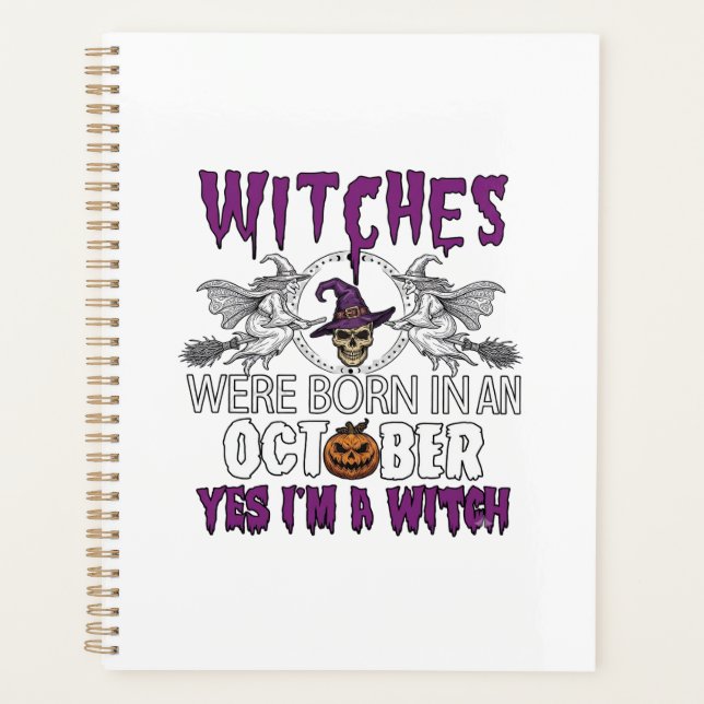 Witches October Halloween Skull Witch Hat Pumpkin_ Planner (Front)