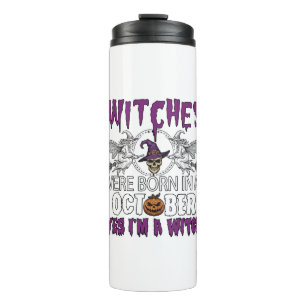 Witches October Halloween Skull Witch Hat Pumpkin_ Thermal Tumbler
