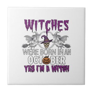 Witches October Halloween Skull Witch Hat Pumpkin_ Tile
