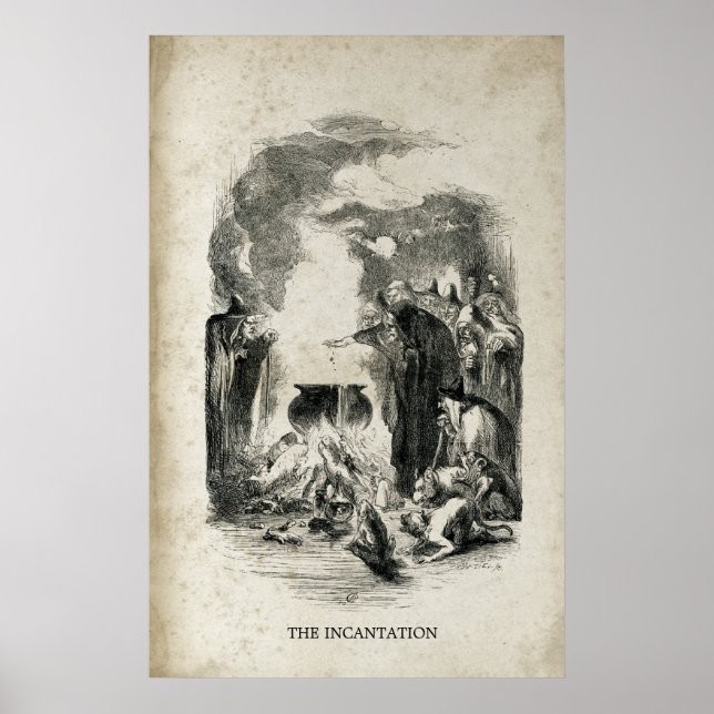 Witches Old Halloween Witch Cauldron Incantation Poster (Front)