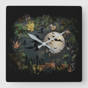 Witches Party Night Square Wall Clock