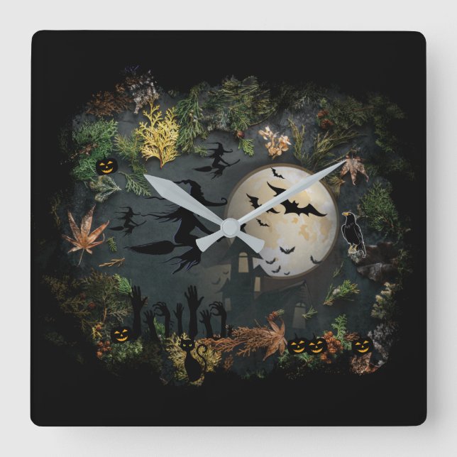 Witches Party Night Square Wall Clock (Front)