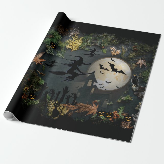 Witches Party Night Wrapping Paper (Unrolled)