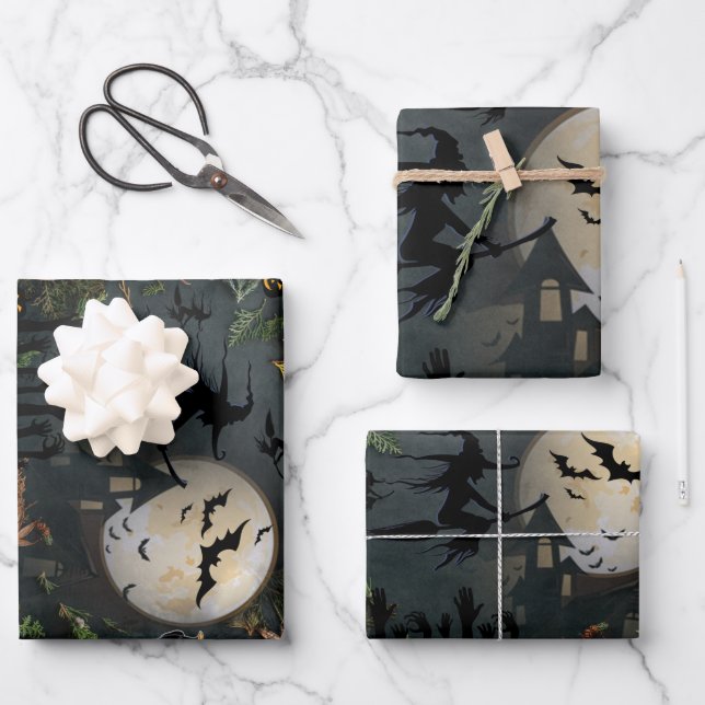 Witches Party Night Wrapping Paper Sheet (Front)