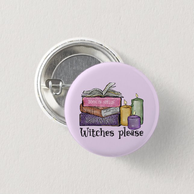 Witches Please – Stack of Witchy Books 3 Cm Round Badge (Front & Back)