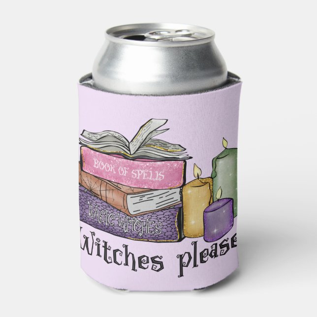 Witches Please – Stack of Witchy Books Can Cooler (Can Front)