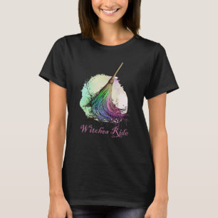 Witches Ride Witches Broom Black Halloween T-Shirt