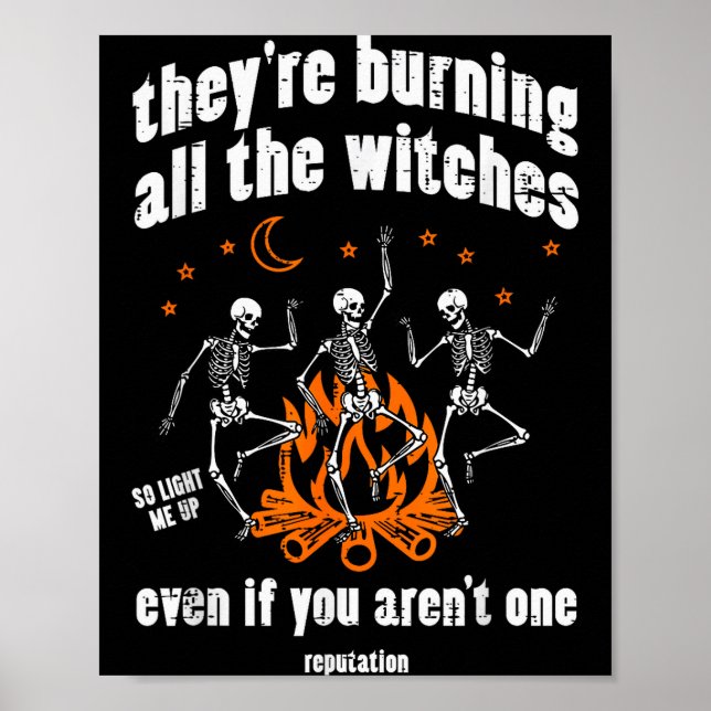 Witches Skeletons Dancing Funny Halloween Costume  Poster (Front)